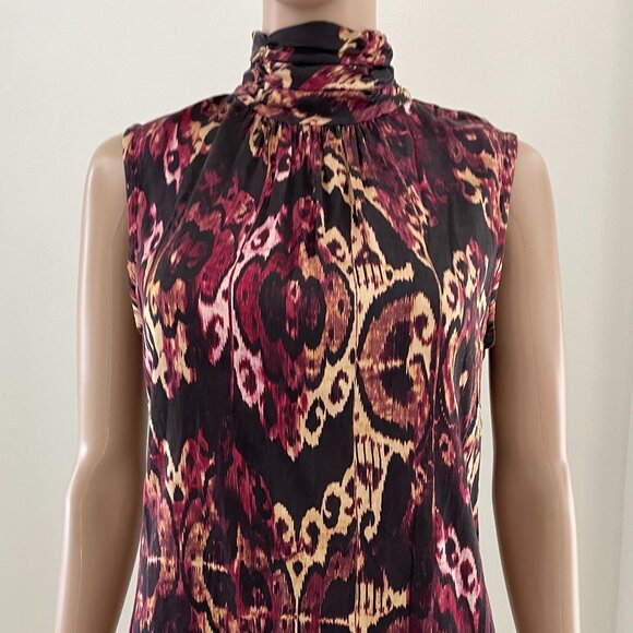 St. John Silk Blend Blouse Multicolor Sleeveless Mock Neck Size 6 - Picture 3 of 6